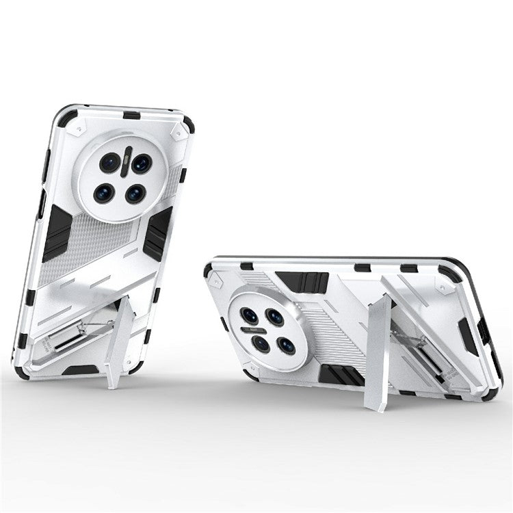 For Huawei Mate 70 Case PC + TPU Shockproof Phone Cover with Kickstand - White