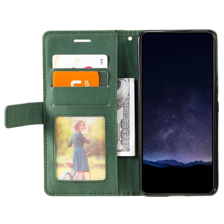For Motorola Moto G75 5G Case Imprinted Lines PU Leather Splicing Wallet Phone Cover - Green