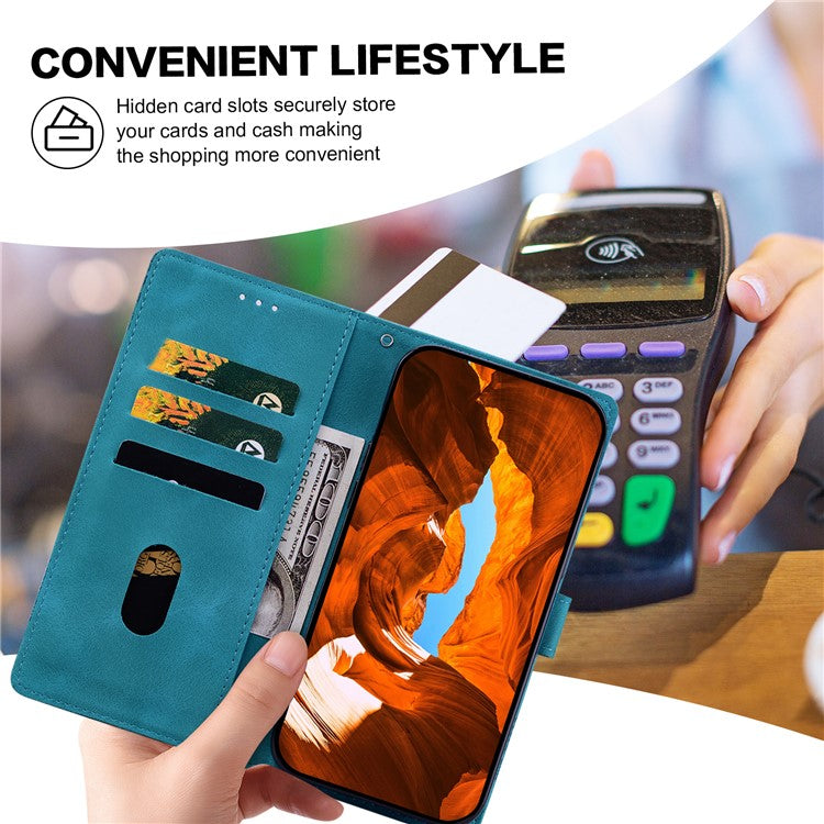 For Google Pixel 9 Pro  /  Pixel 9 Case Imprinted Lace Flowers PU Leather Wallet Phone Cover - Green