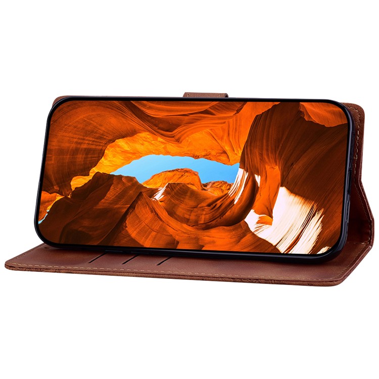 For Google Pixel 9 Pro  /  Pixel 9 Case Imprinted Lace Flowers PU Leather Wallet Phone Cover - Brown