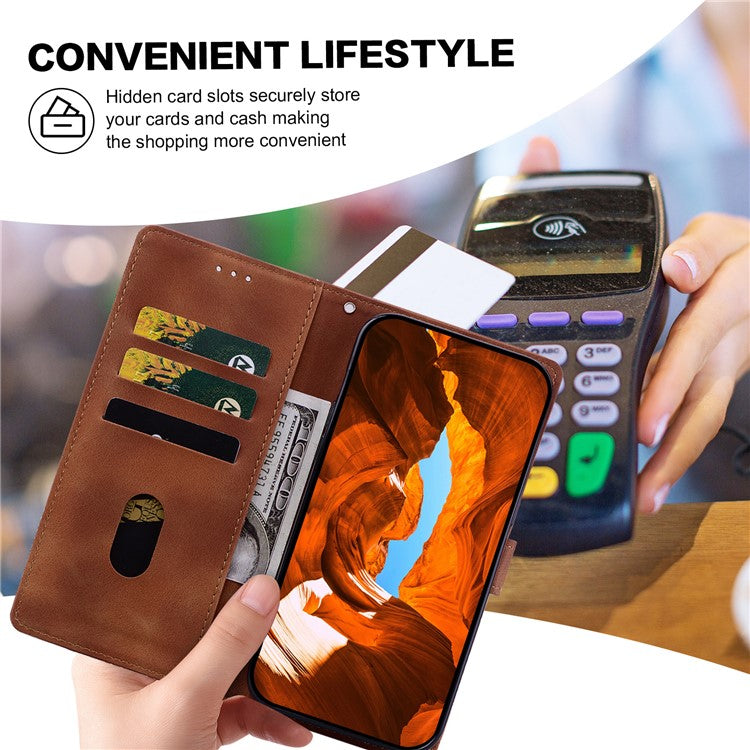 For Google Pixel 9 Pro  /  Pixel 9 Case Imprinted Lace Flowers PU Leather Wallet Phone Cover - Brown