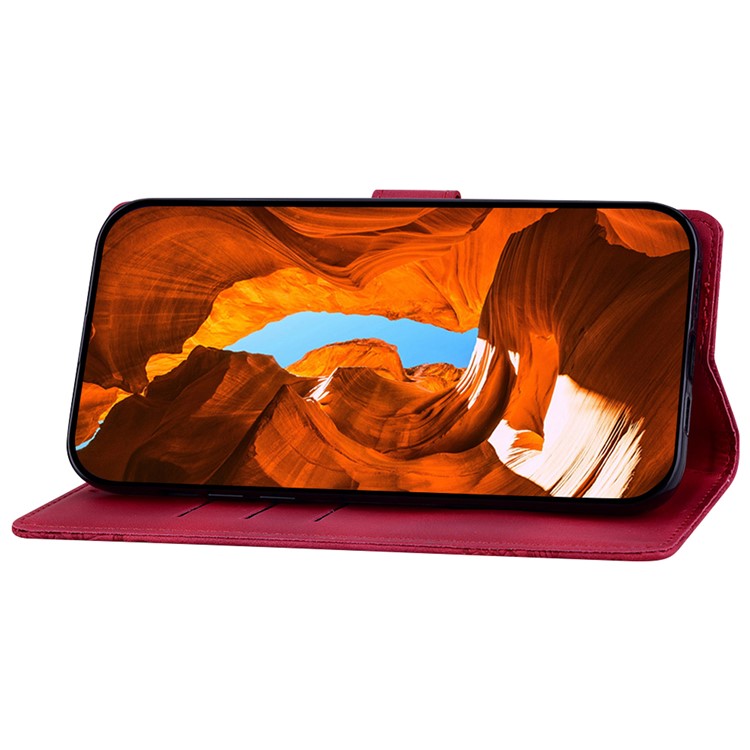 For Google Pixel 9 Pro  /  Pixel 9 Case Imprinted Lace Flowers PU Leather Wallet Phone Cover - Red