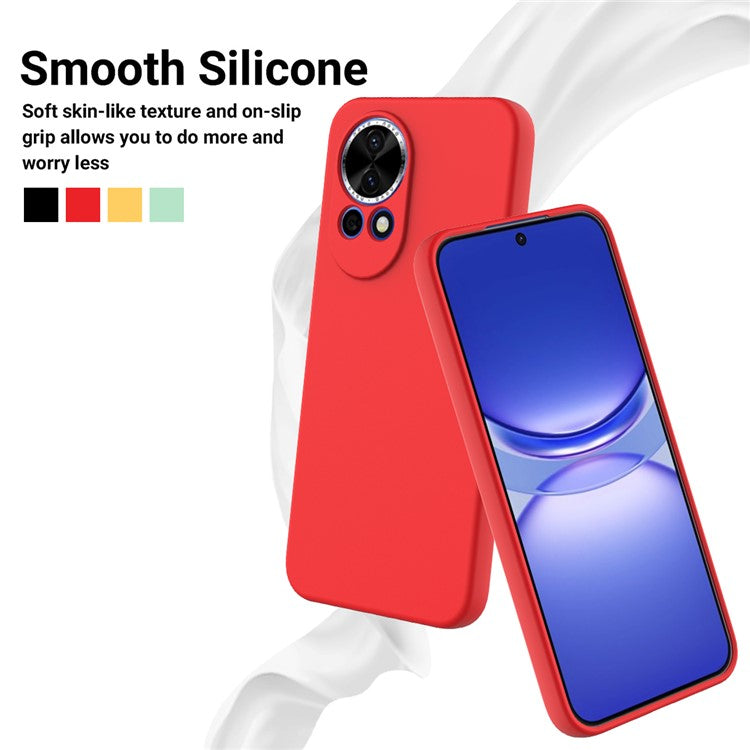 For Huawei nova 13 5G Case Liquid Silicone Phone Back Cover with Hand Strap - Red