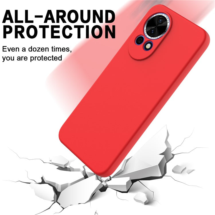 For Huawei nova 13 5G Case Liquid Silicone Phone Back Cover with Hand Strap - Red