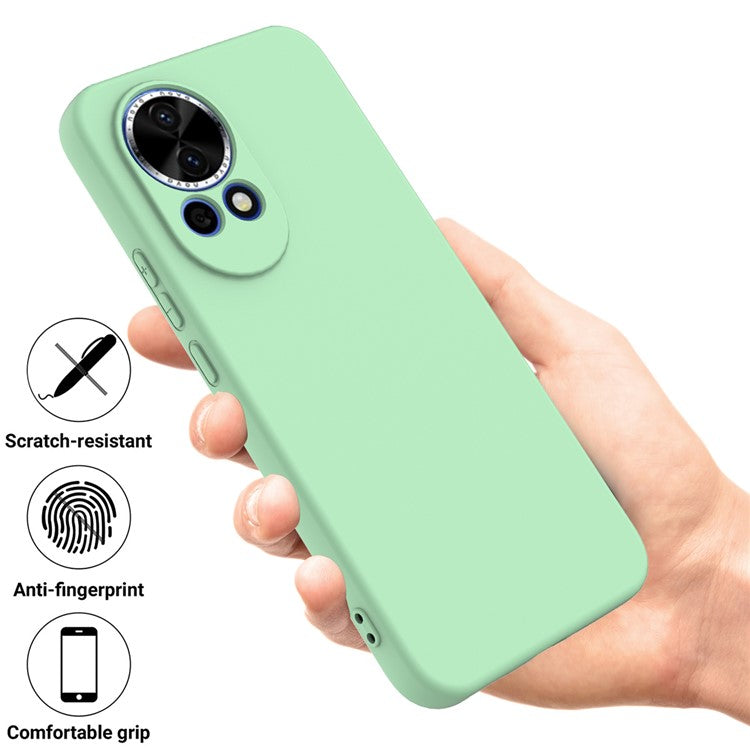 For Huawei nova 13 5G Case Liquid Silicone Phone Back Cover with Hand Strap - Green