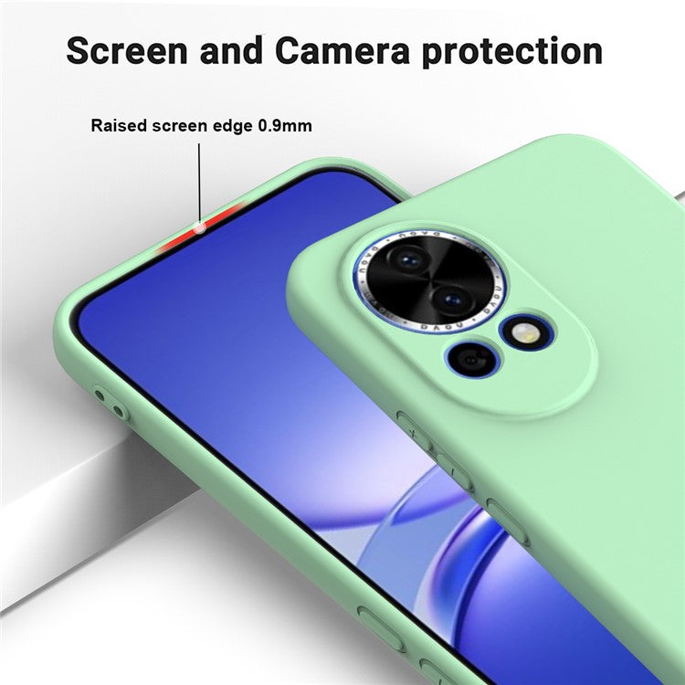 For Huawei nova 13 5G Case Liquid Silicone Phone Back Cover with Hand Strap - Green