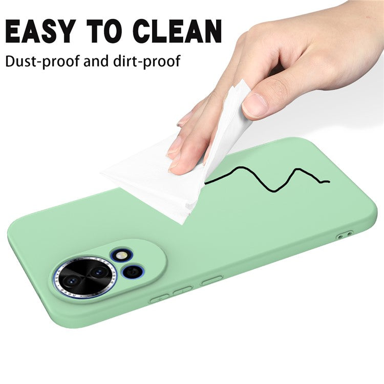 For Huawei nova 13 5G Case Liquid Silicone Phone Back Cover with Hand Strap - Green