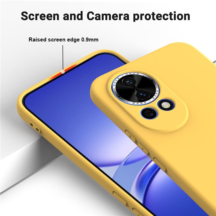 For Huawei nova 13 5G Case Liquid Silicone Phone Back Cover with Hand Strap - Yellow