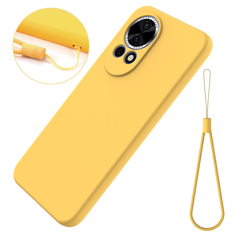 For Huawei nova 13 5G Case Liquid Silicone Phone Back Cover with Hand Strap - Yellow