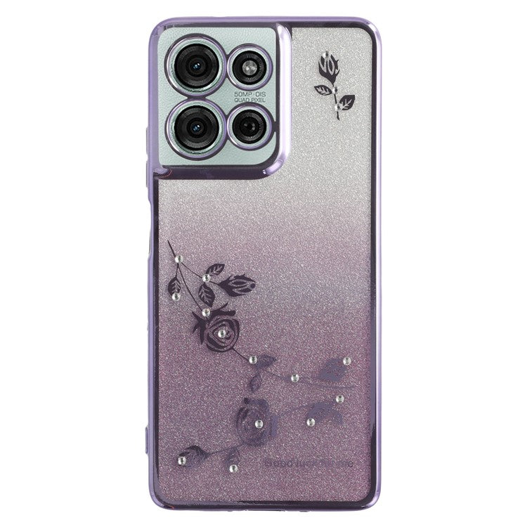 KADEM For Motorola Moto G75 5G Case Flower TPU Flexible Gradient Phone Cover - Purple