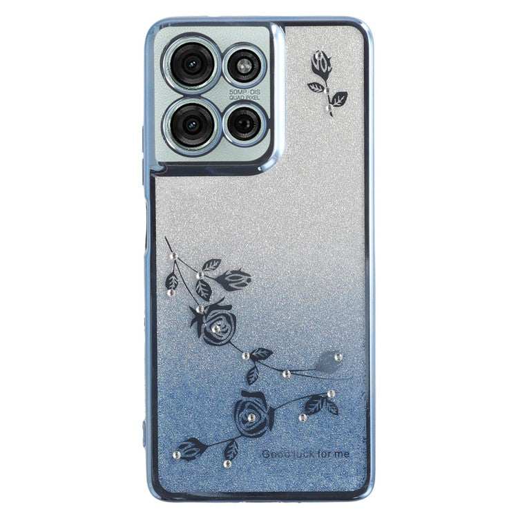 KADEM For Motorola Moto G75 5G Case Flower TPU Flexible Gradient Phone Cover - Blue