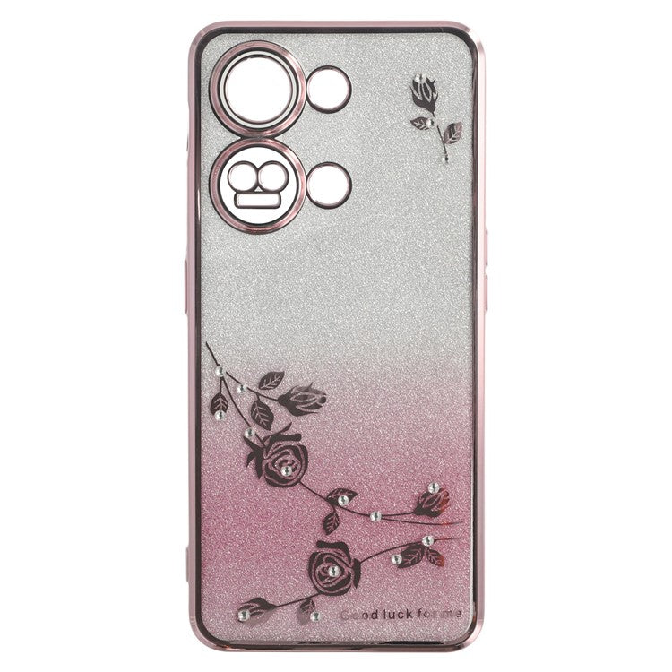 KADEM For OnePlus Ace 2V / Nord 3 5G Case Ring Kickstand TPU Flowers Phone Cover Gradient Glitter - Rose Gold