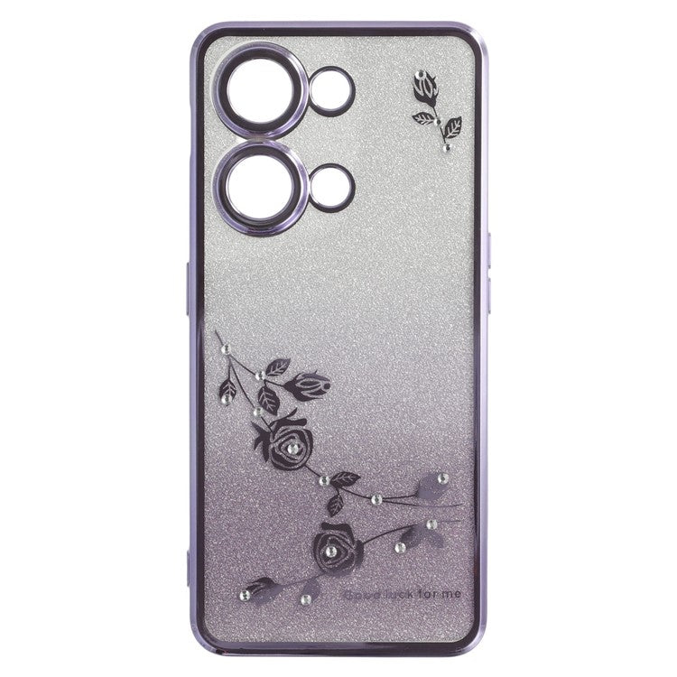 KADEM For OnePlus Ace 2V / Nord 3 5G Case Ring Kickstand TPU Flowers Phone Cover Gradient Glitter - Purple