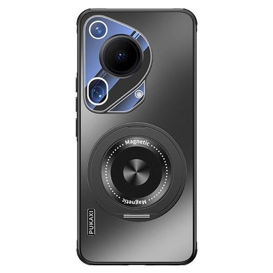 For Huawei Pura 70 Ultra Case Compatible with MagSafe Kickstand TPU PC Heat Dissipation Phone Cover - Black