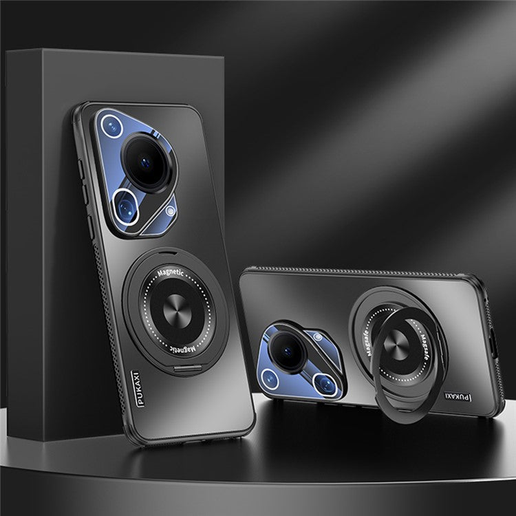 For Huawei Pura 70 Ultra Case Compatible with MagSafe Kickstand TPU PC Heat Dissipation Phone Cover - Black