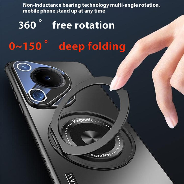 For Huawei Pura 70 Ultra Case Compatible with MagSafe Kickstand TPU PC Heat Dissipation Phone Cover - Black