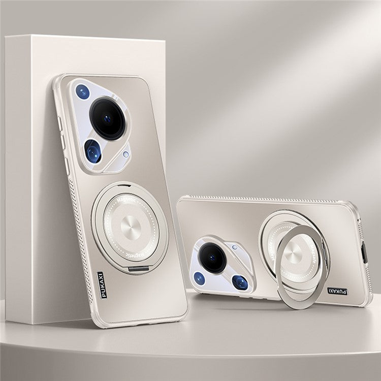 For Huawei Pura 70 Ultra Case Compatible with MagSafe Kickstand TPU PC Heat Dissipation Phone Cover - Gold