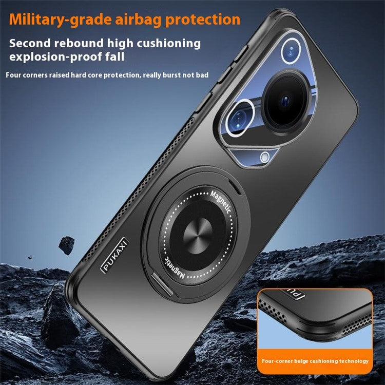 For Huawei Pura 70 Ultra Case Compatible with MagSafe Kickstand TPU PC Heat Dissipation Phone Cover - Blue