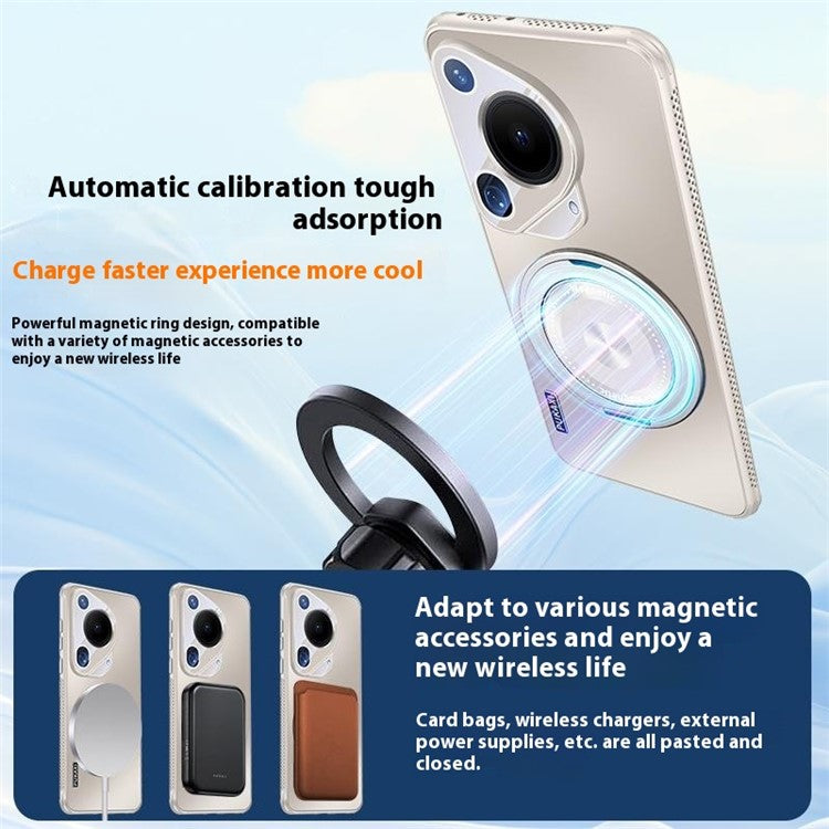 For Huawei Pura 70 Ultra Case Compatible with MagSafe Kickstand TPU PC Heat Dissipation Phone Cover - Blue