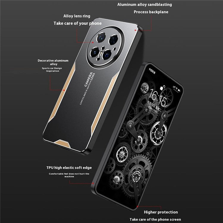 For Huawei Mate 70 Pro / 70 Pro+ Phone Case Aluminium Alloy TPU PC Back Cover - Gold