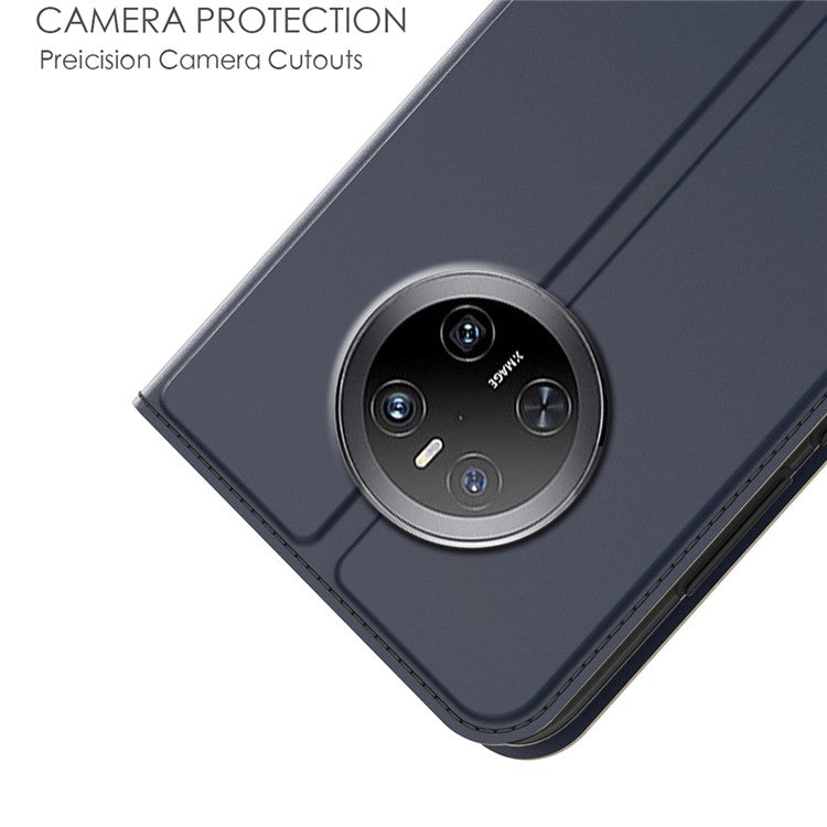 For Huawei Mate 70 Case PU Leather Phone Cover with Card Holder Stand Magnetic Closure - Blue