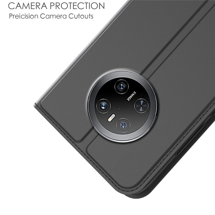 For Huawei Mate 70 Case PU Leather Phone Cover with Card Holder Stand Magnetic Closure - Black