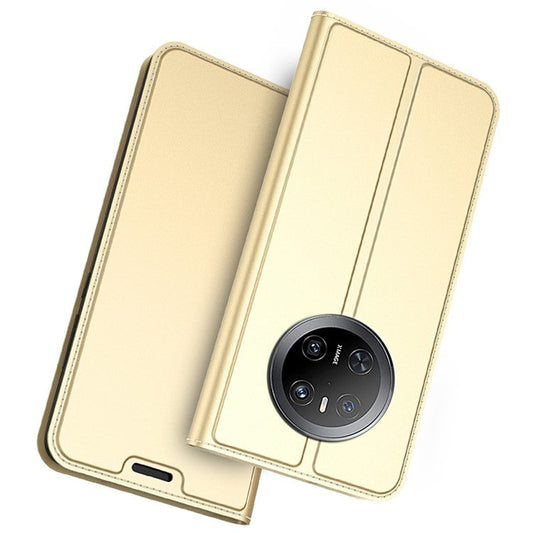 For Huawei Mate 70 Case PU Leather Phone Cover with Card Holder Stand Magnetic Closure - Gold