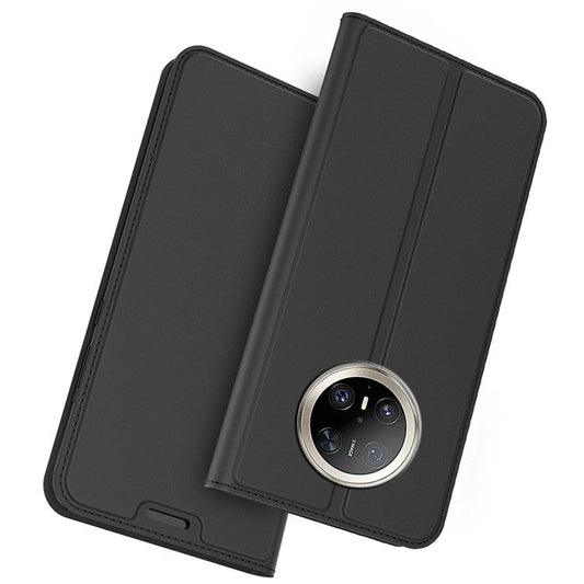 For Huawei Mate 70 Pro / 70 Pro+ Case PU Leather Phone Cover with Card Holder Stand Magnetic Closure - Black