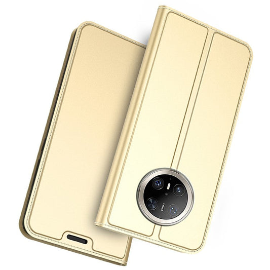 For Huawei Mate 70 Pro / 70 Pro+ Case PU Leather Phone Cover with Card Holder Stand Magnetic Closure - Gold