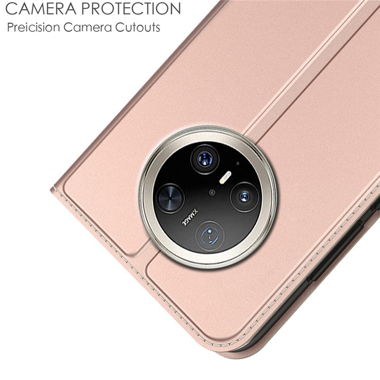 For Huawei Mate 70 Pro / 70 Pro+ Case PU Leather Phone Cover with Card Holder Stand Magnetic Closure - Rose Gold