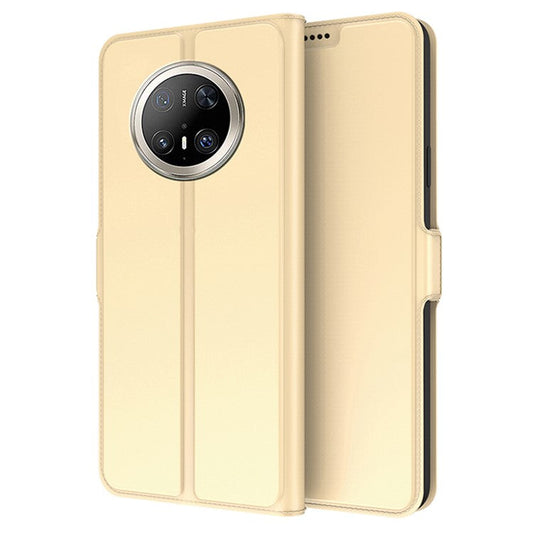 For Huawei Mate 70 Pro / 70 Pro+ Case Shockproof TPU Inner Shell Leather Phone Cover Card Slot - Gold