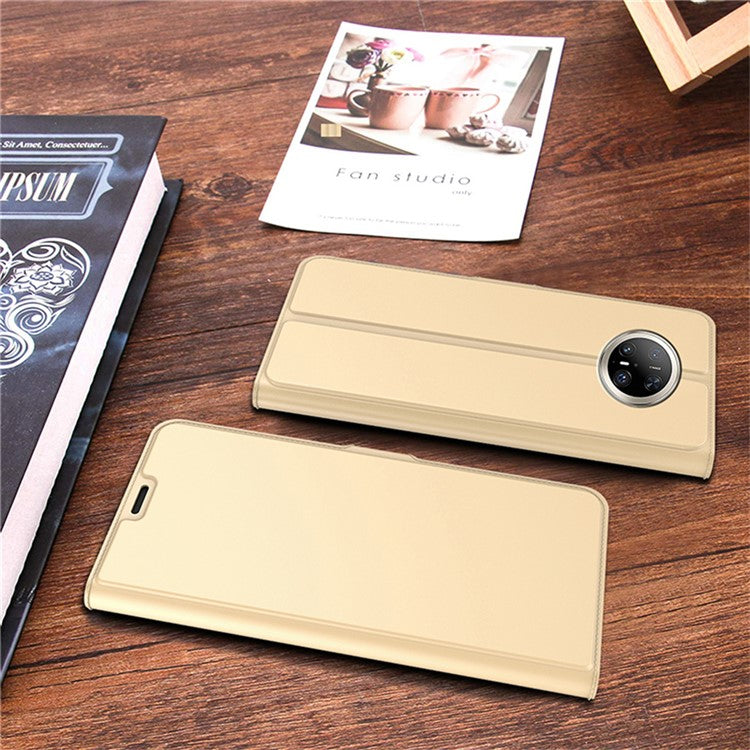 For Huawei Mate 70 Pro / 70 Pro+ Case Shockproof TPU Inner Shell Leather Phone Cover Card Slot - Gold
