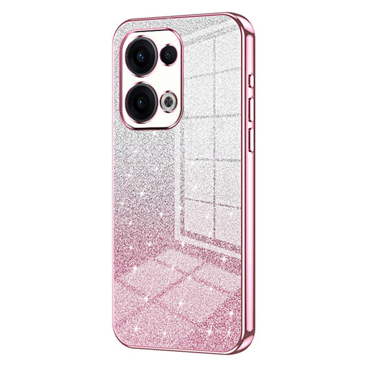For Oppo Reno13 5G (Global) Case Electroplating Gradient Glitter TPU Phone Cover - Pink