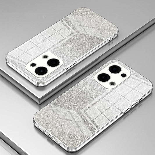 For Oppo Reno13 5G (Global) Case Electroplating Gradient Glitter TPU Phone Cover - Transparent