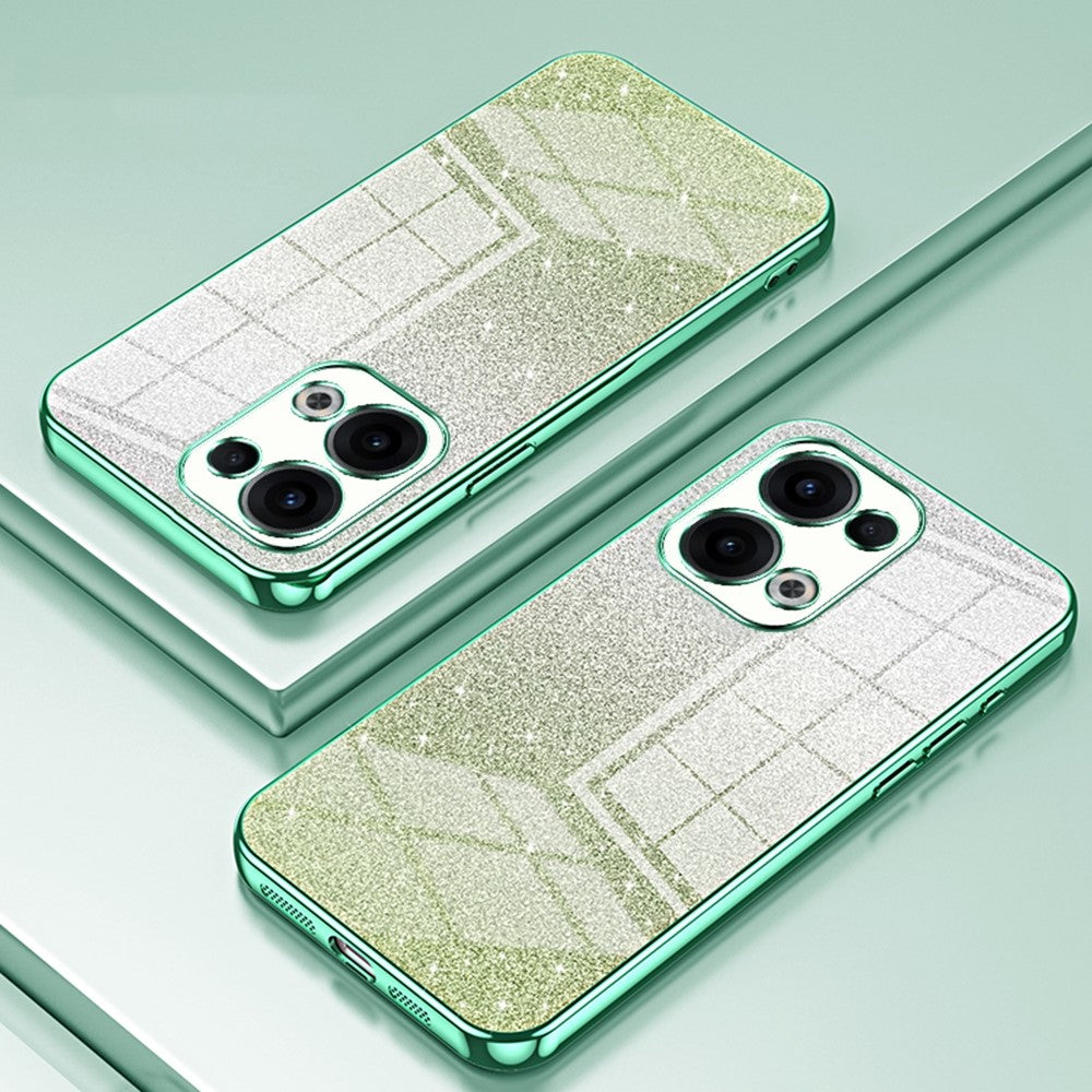 For Oppo Reno13 5G (Global) Case Electroplating Gradient Glitter TPU Phone Cover - Green