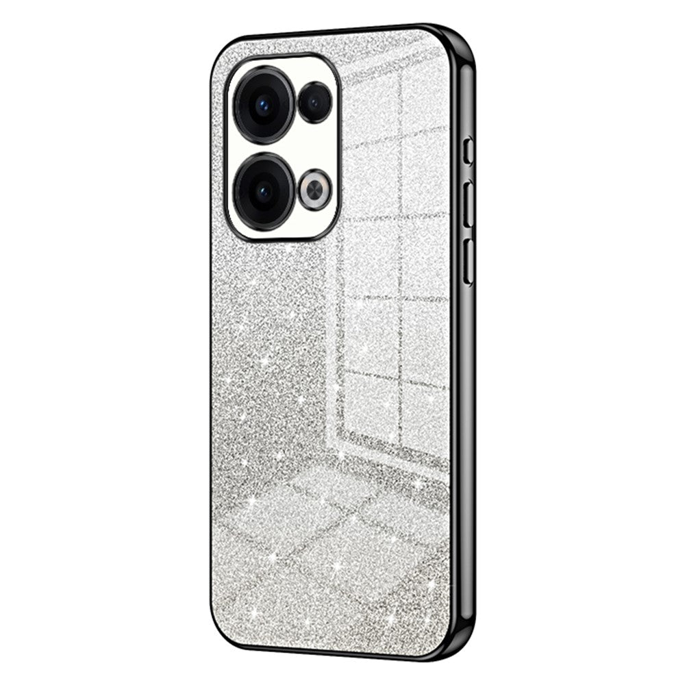 For Oppo Reno13 5G (Global) Case Electroplating Gradient Glitter TPU Phone Cover - Black
