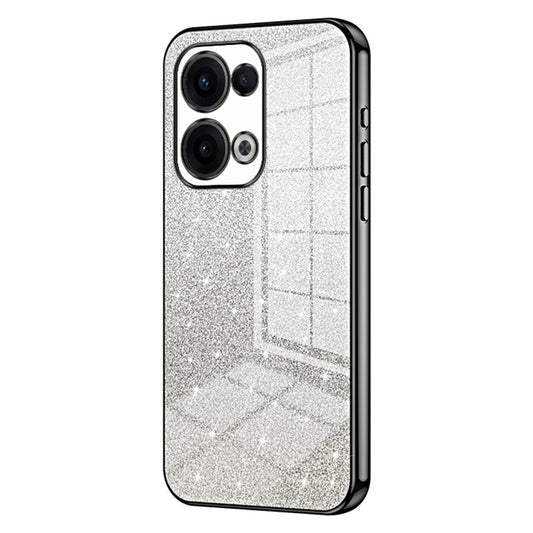 For Oppo Reno13 5G (Global) Case Electroplating Gradient Glitter TPU Phone Cover - Black