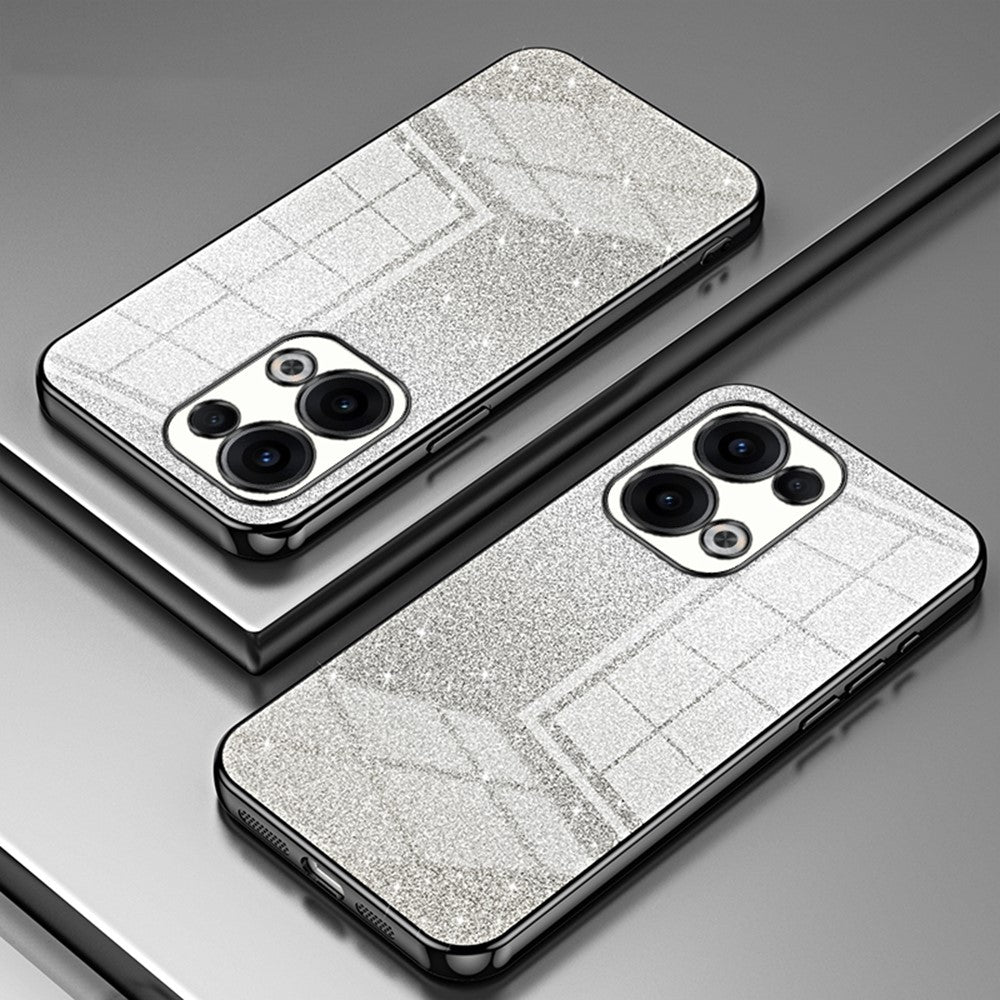 For Oppo Reno13 5G (Global) Case Electroplating Gradient Glitter TPU Phone Cover - Black