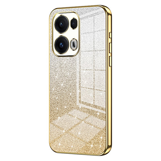 For Oppo Reno13 Pro 5G Case Electroplating Gradient Glitter TPU Phone Cover - Gold