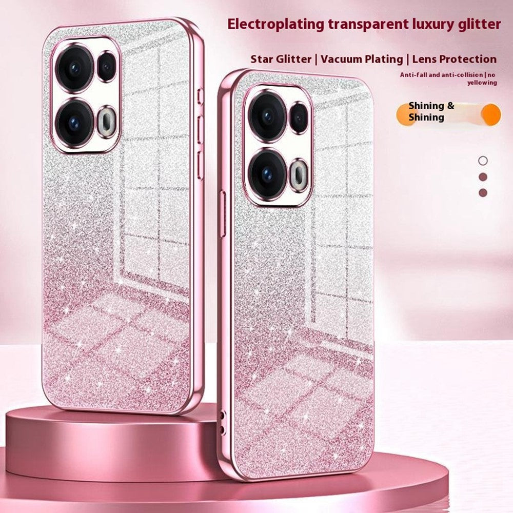 For Oppo Reno13 Pro 5G Case Electroplating Gradient Glitter TPU Phone Cover - Gold