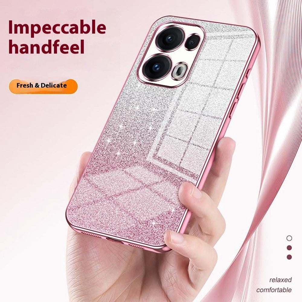 For Oppo Reno13 Pro 5G Case Electroplating Gradient Glitter TPU Phone Cover - Gold