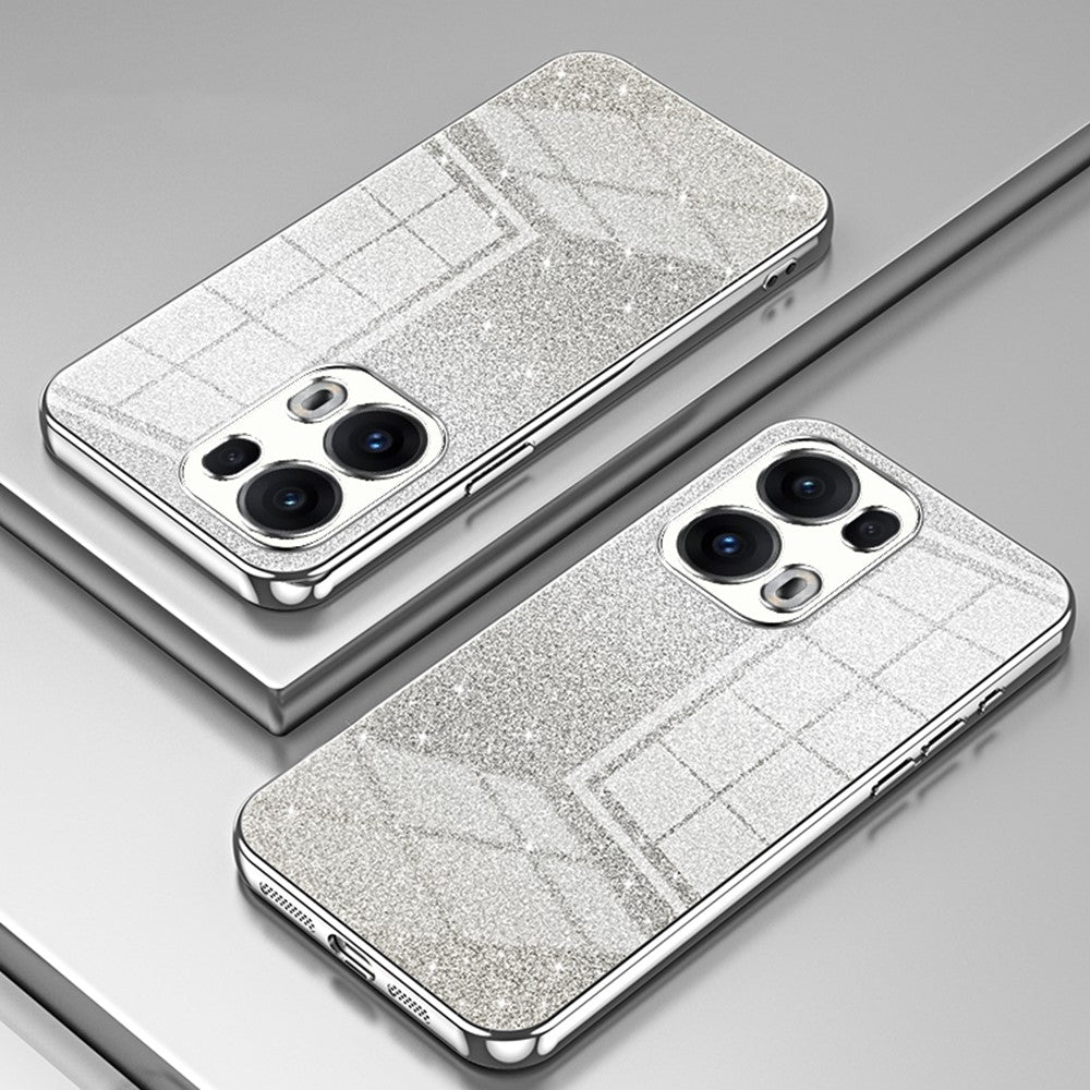 For Oppo Reno13 Pro 5G Case Electroplating Gradient Glitter TPU Phone Cover - Silver