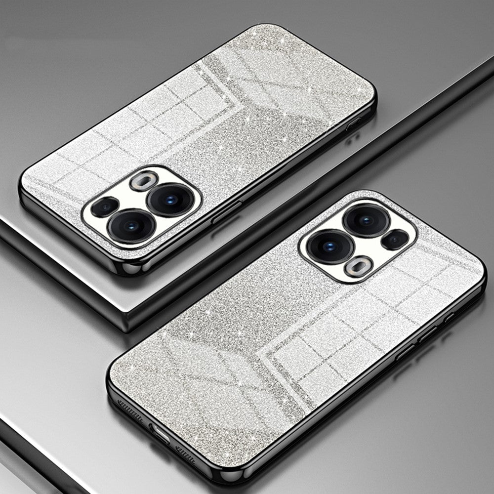 For Oppo Reno13 Pro 5G Case Electroplating Gradient Glitter TPU Phone Cover - Black