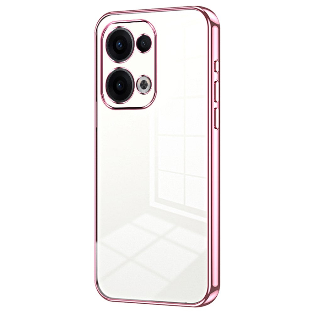 For Oppo Reno13 5G (Global) Case Electroplating Frame Soft TPU Phone Cover - Pink