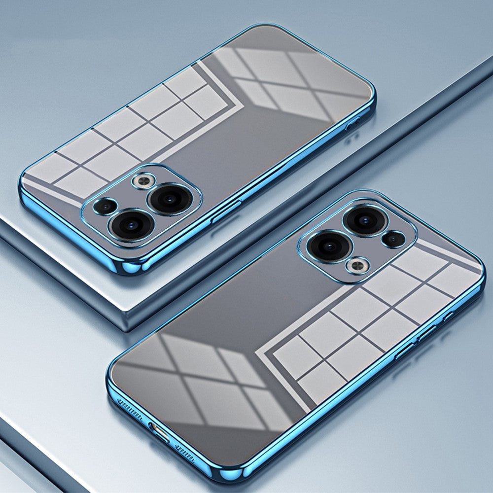 For Oppo Reno13 5G (Global) Case Electroplating Frame Soft TPU Phone Cover - Blue