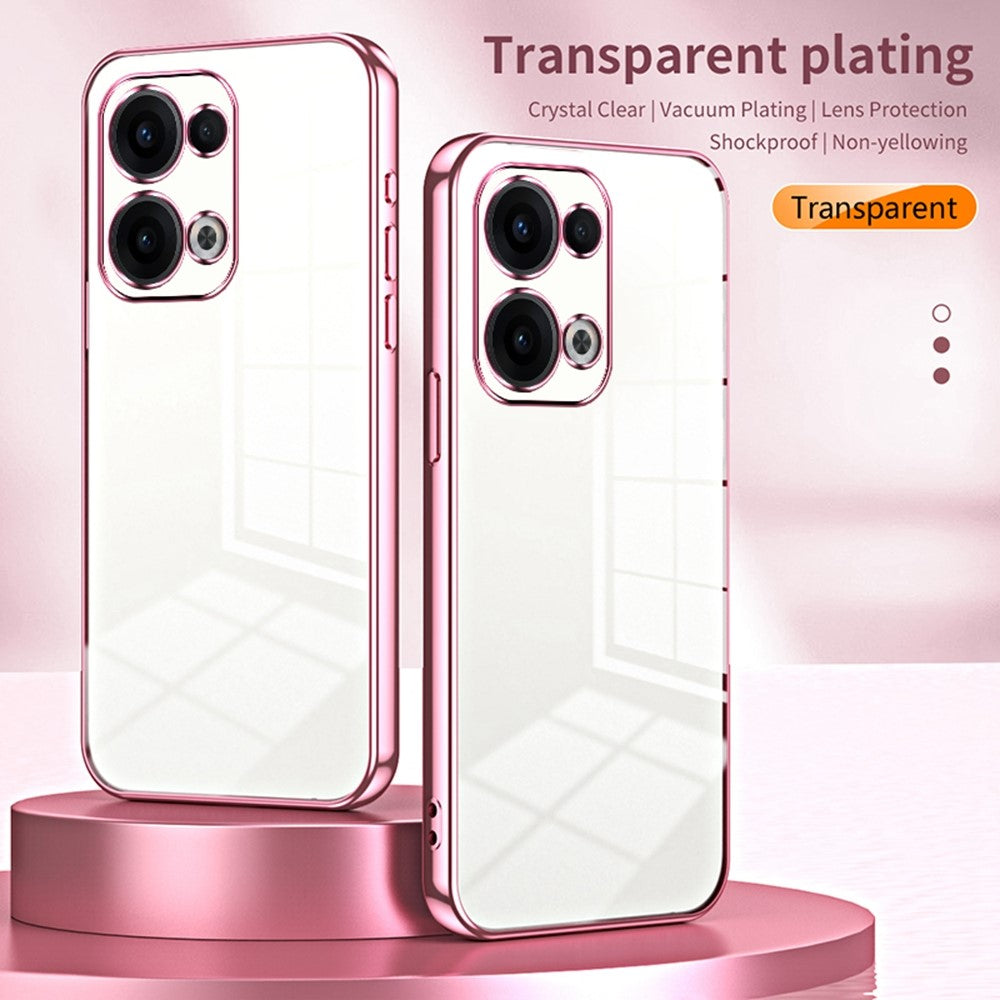 For Oppo Reno13 5G (Global) Case Electroplating Frame Soft TPU Phone Cover - Transparent