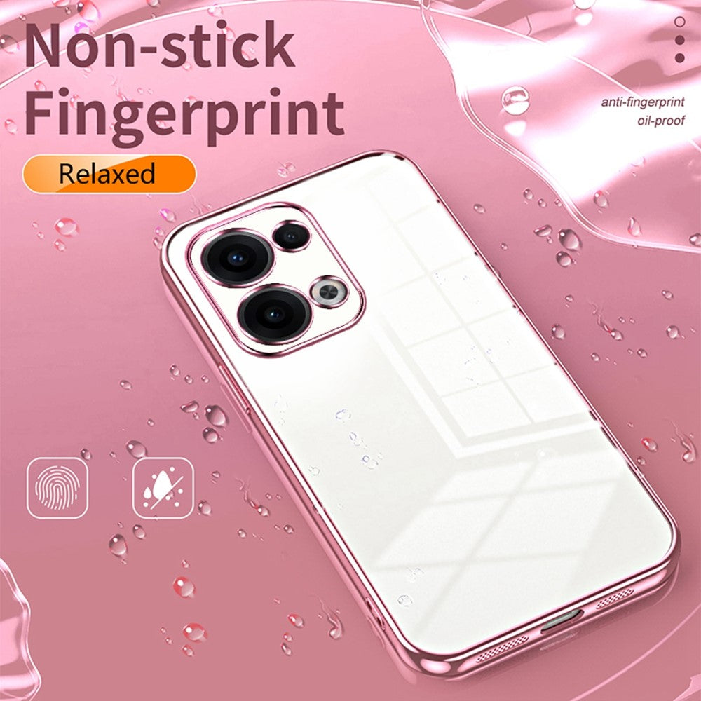 For Oppo Reno13 5G (Global) Case Electroplating Frame Soft TPU Phone Cover - Transparent