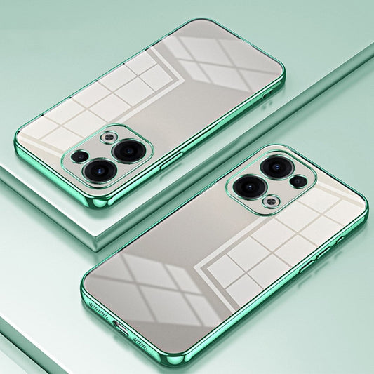For Oppo Reno13 5G (Global) Case Electroplating Frame Soft TPU Phone Cover - Green