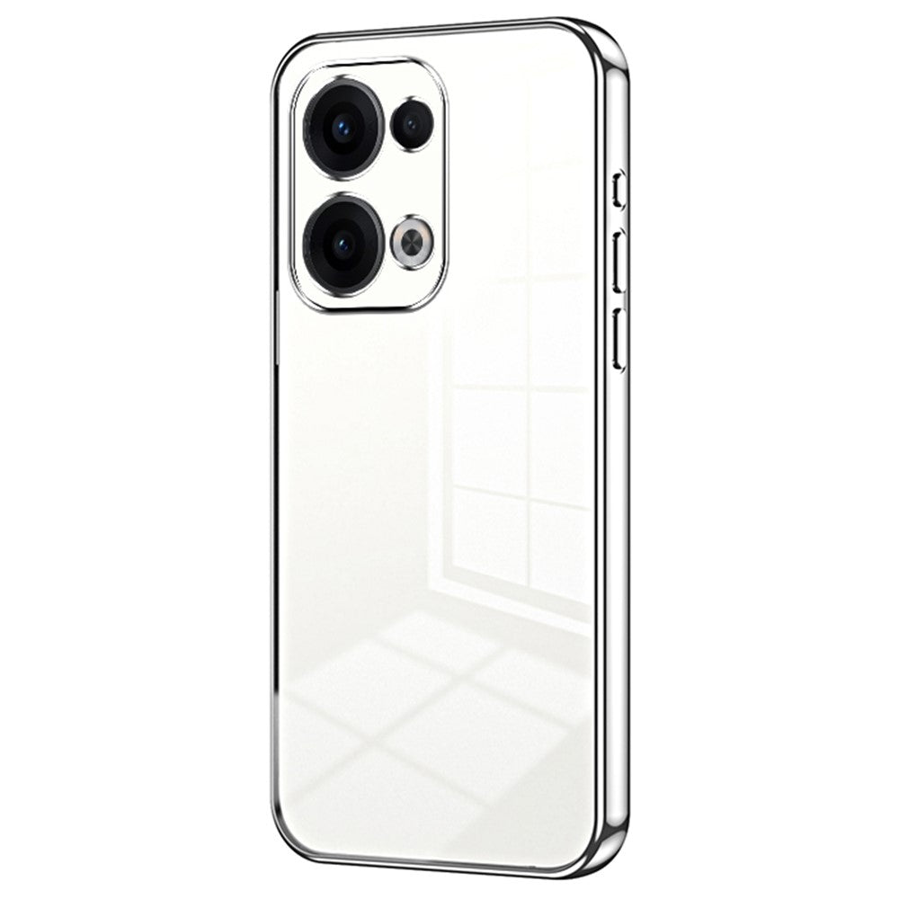 For Oppo Reno13 5G (Global) Case Electroplating Frame Soft TPU Phone Cover - Silver