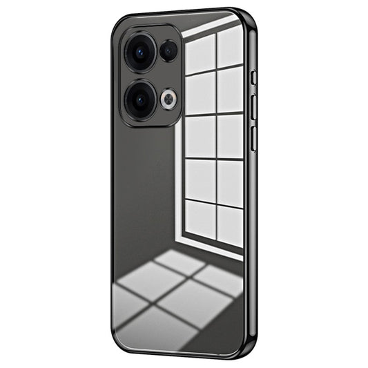 For Oppo Reno13 5G (Global) Case Electroplating Frame Soft TPU Phone Cover - Black